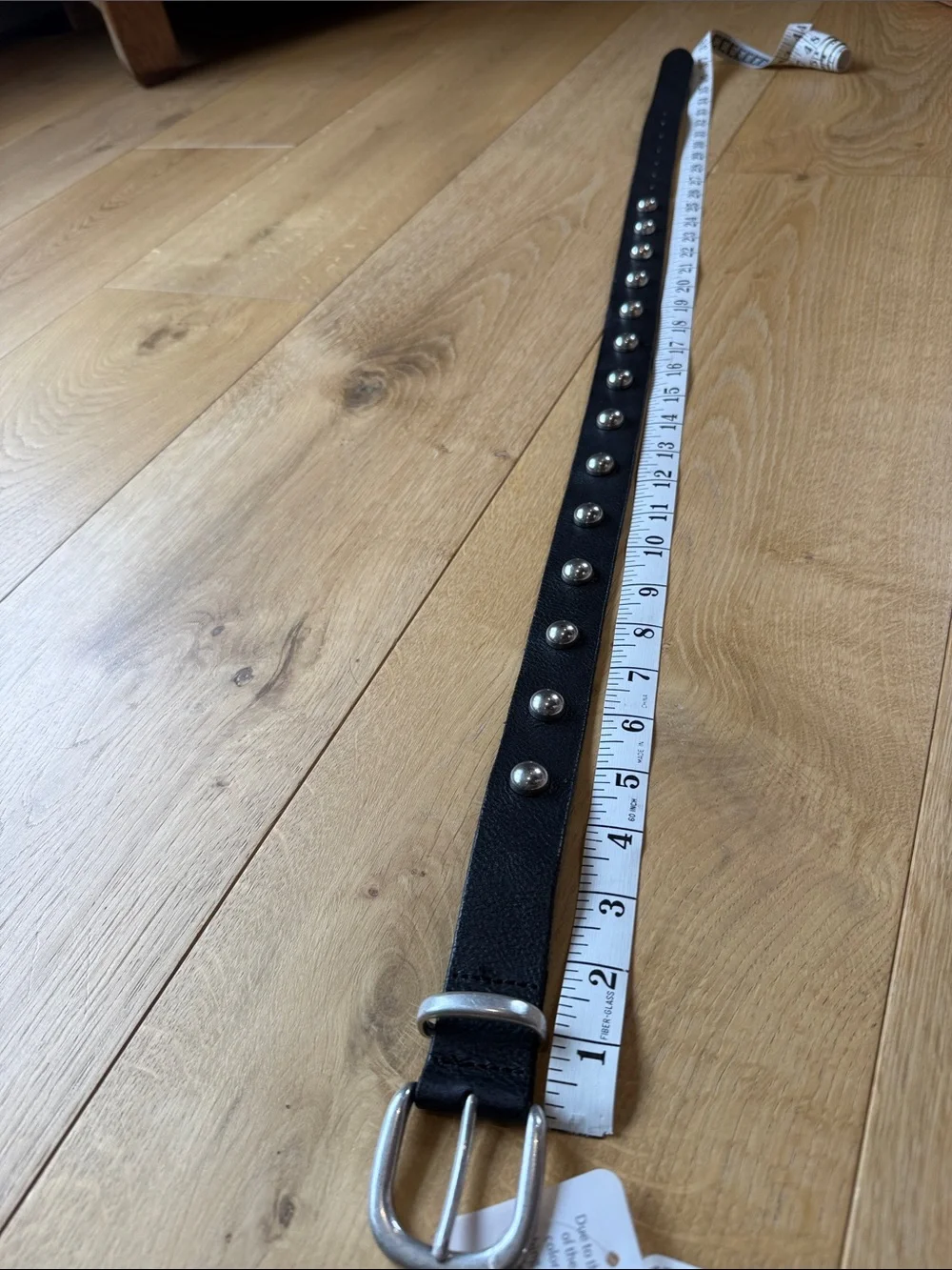 Free People Black Studded Leather Belt with Silver Hardware